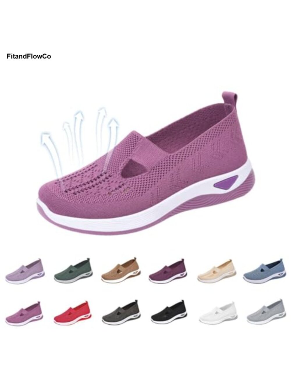 Orthopedic Wide Width Breathable Slip On Walking Sneakers